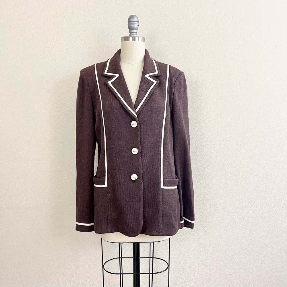 St. John Collection Brown Knit Jacket Blazer